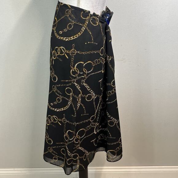 Evan Picone Skirt size 10 Black Gold Equestrian Horses Knee A Line Career Church - Picture 4 of 6